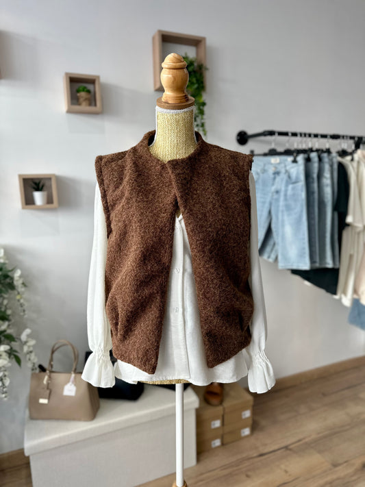 Veste sans manches marron foncé