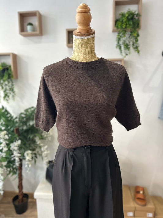 Pull manches courtes marron