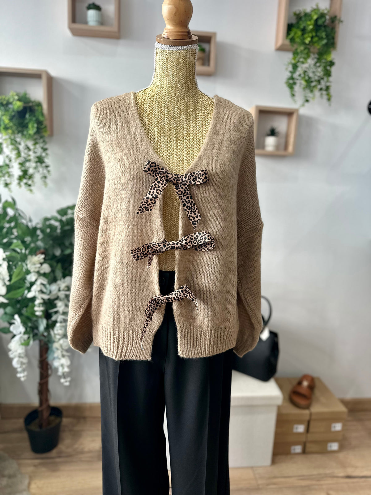 Cardigan noeuds léopard
