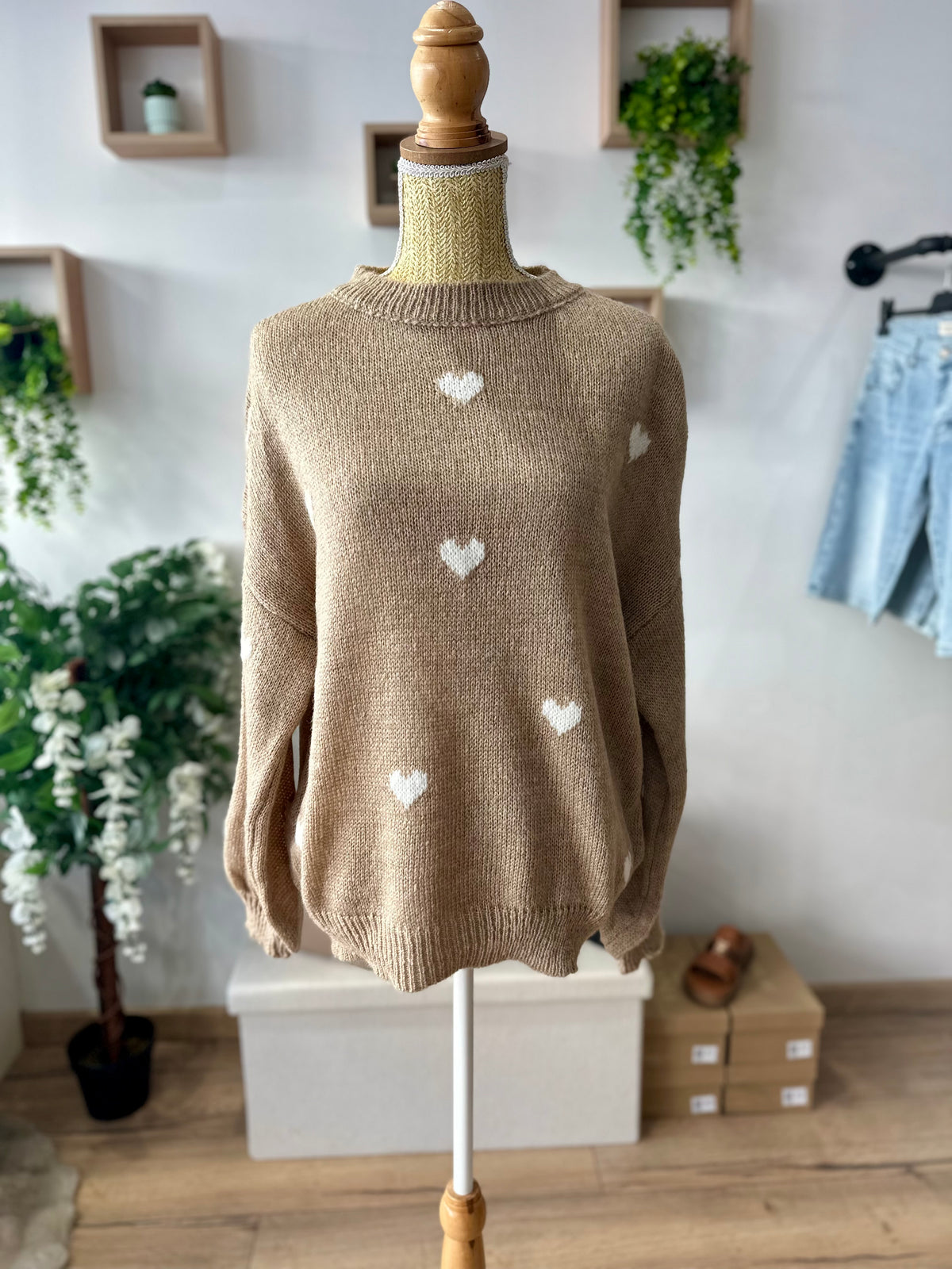Pull cœur taupe