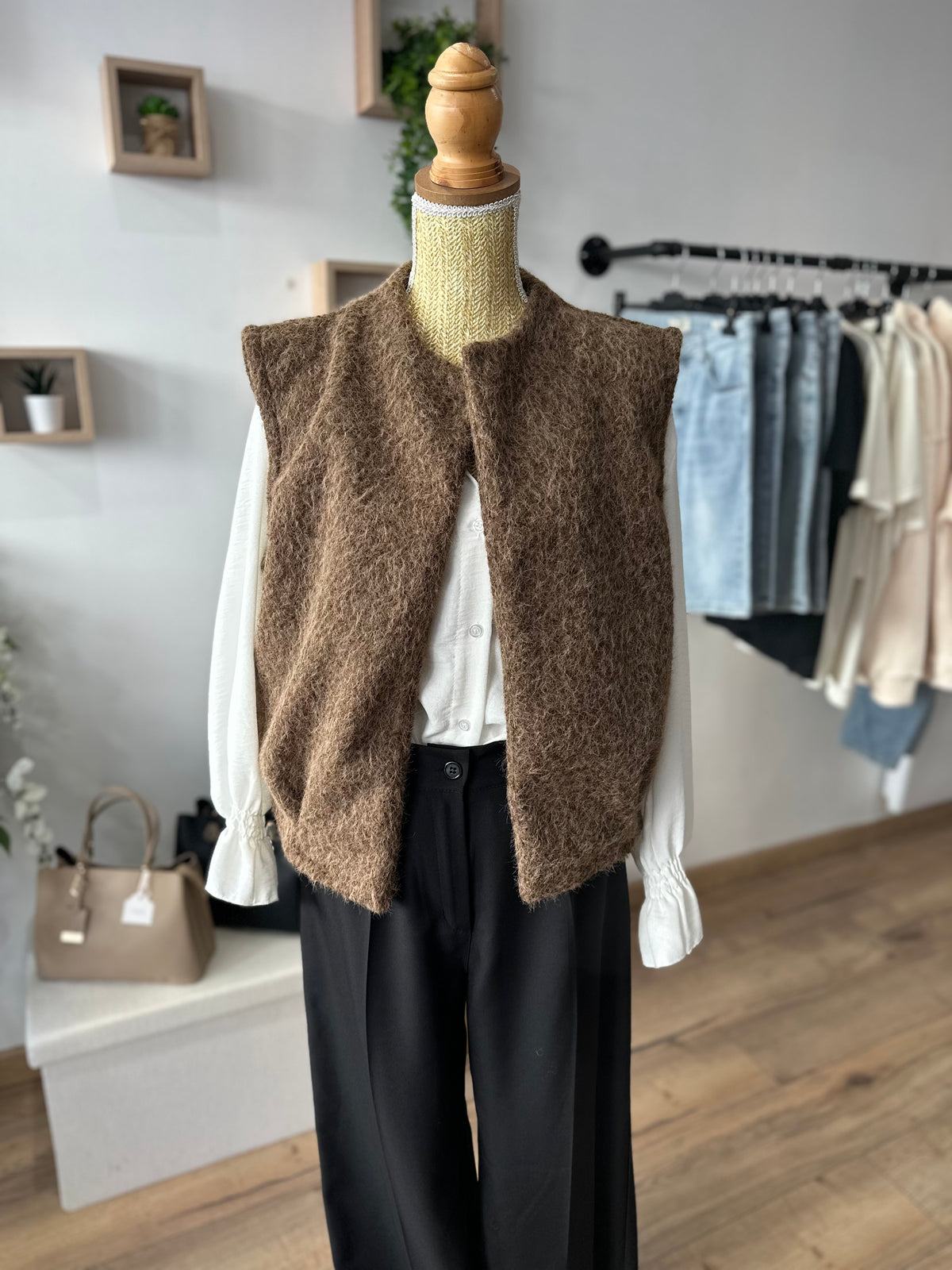 Veste sans manches Lily marron clair