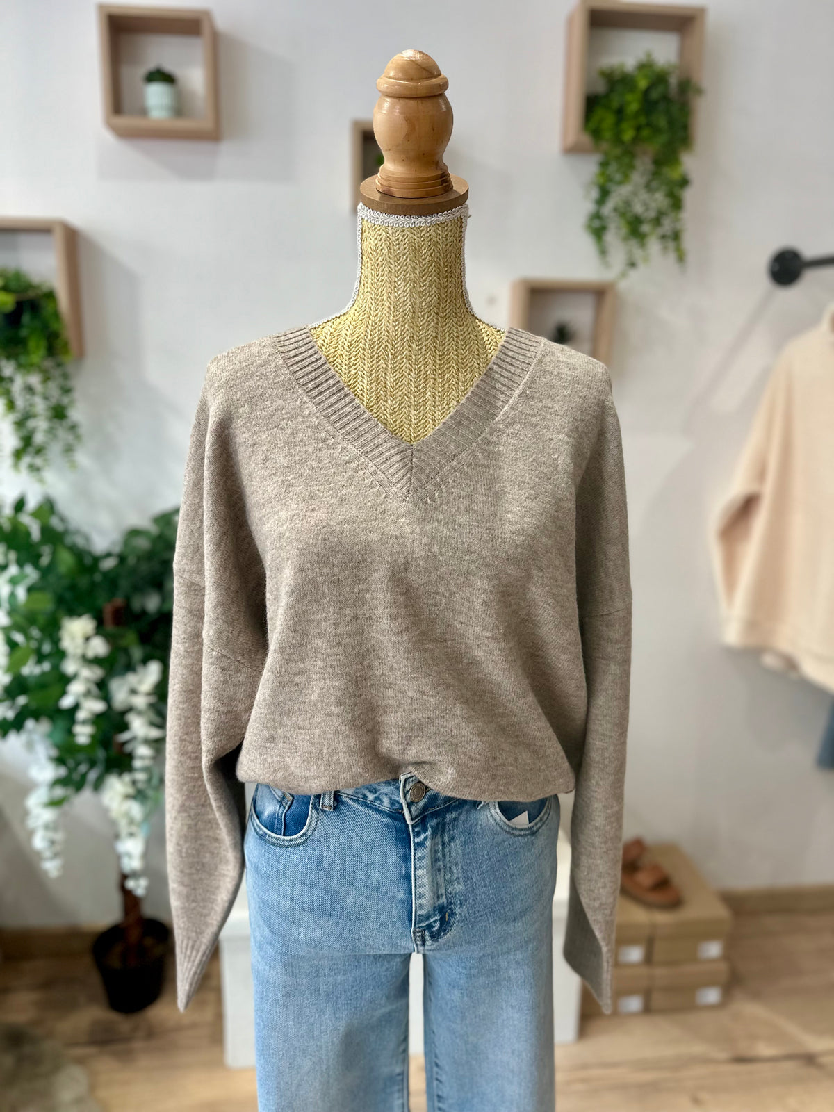 Pull maille col v