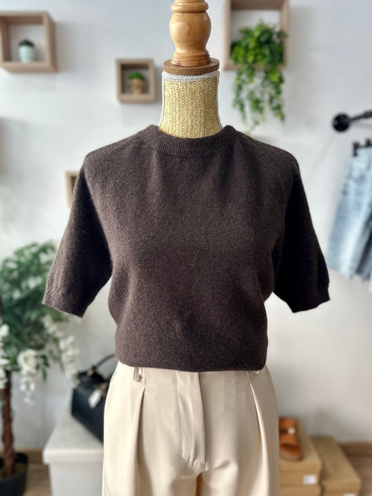 Pull manches courtes marron