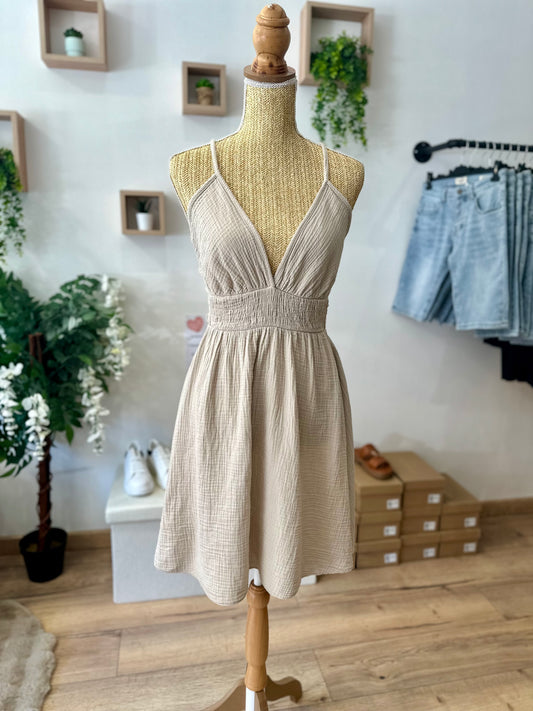 Robe courte beige