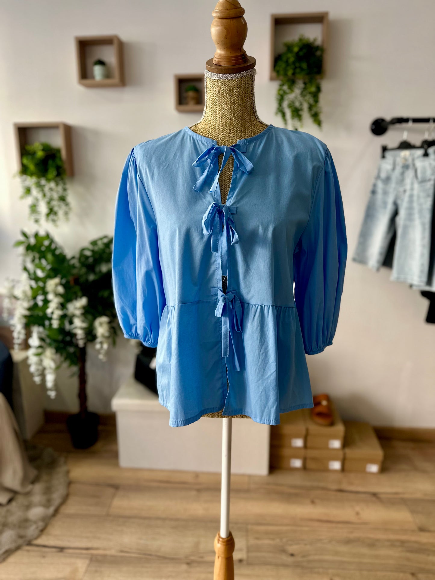 Blouse à noeuds bleu