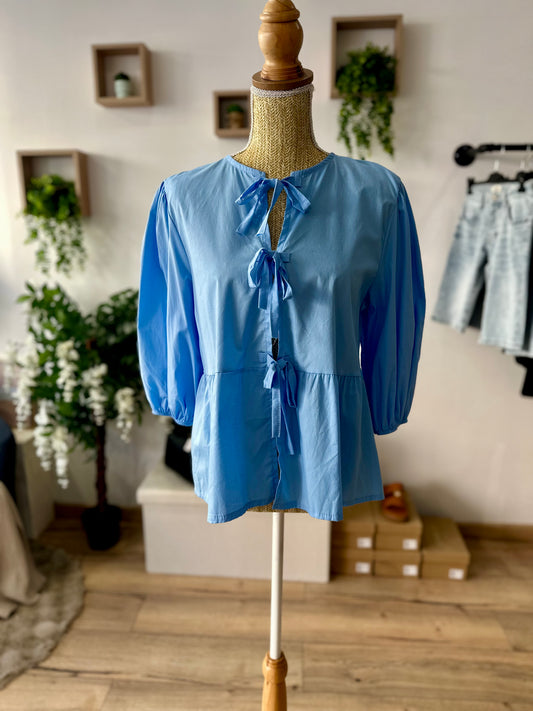 Blouse à noeuds bleu