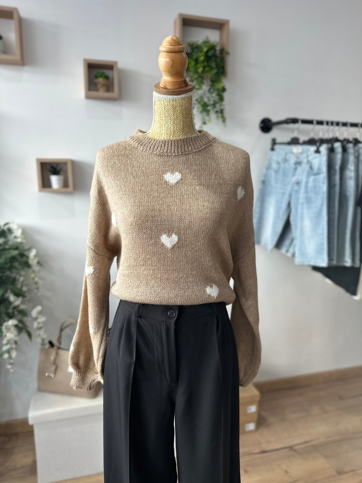 Pull cœur taupe