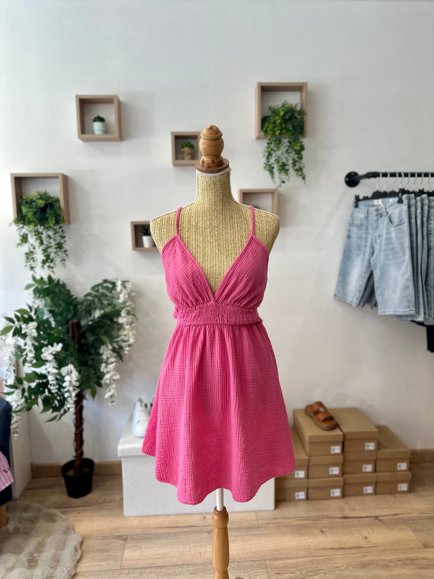 Robe courte rose